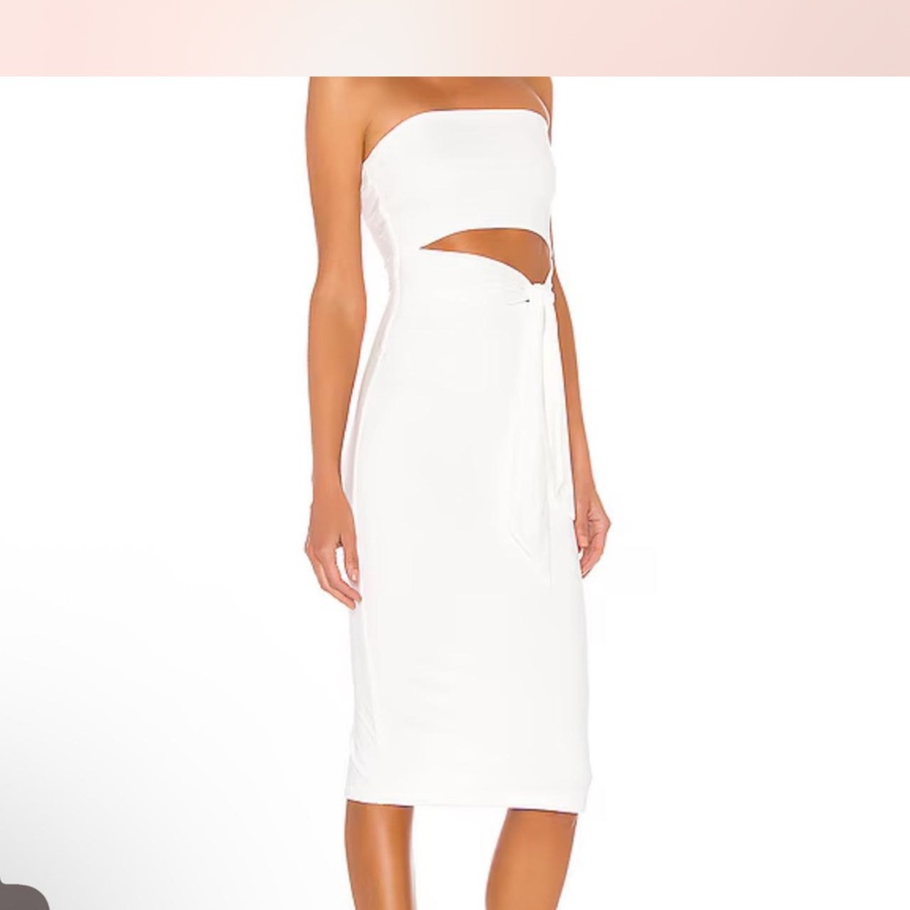 Revolve Superdown Strapless White Cutout Midi Dre… - image 4